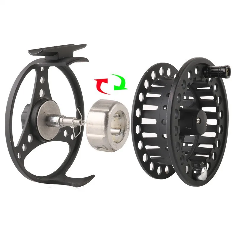 Fly Fishing Reel with Ball Bearing, Aluminum Alloy Spool  85mm Weights5/6 7/8 WT Die Casting, Left and Right Handed Black2 + 1BB