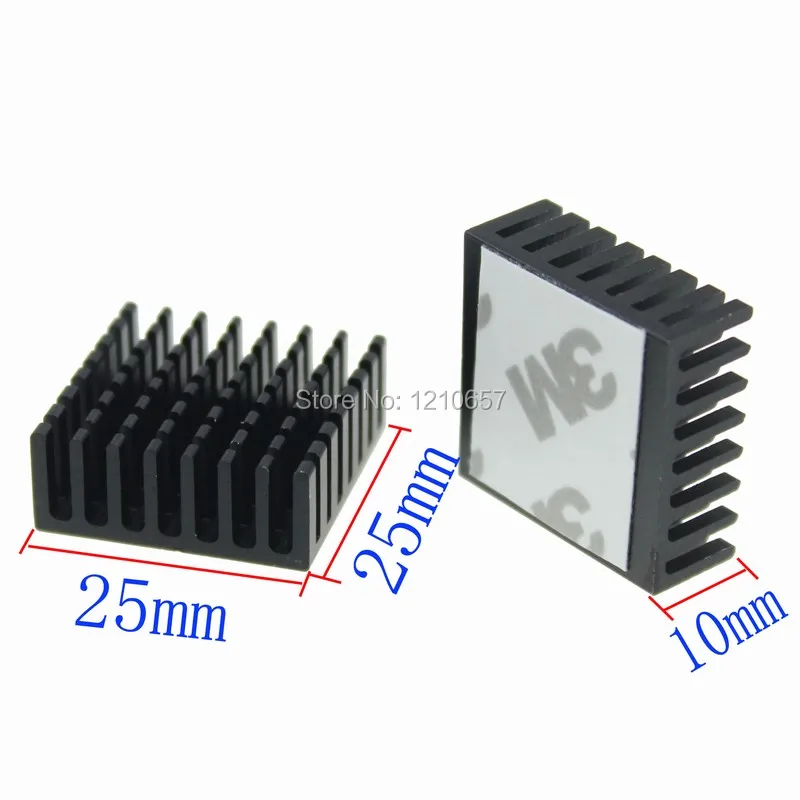 20 pieces lot 25x25x10mm Aluminum Heatsink Black Heat Sink For IC Chip