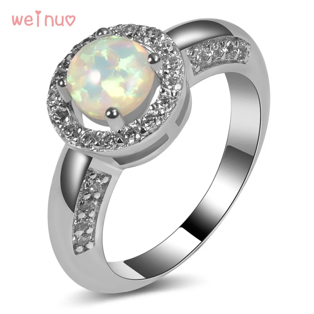 White Opal White Crystal Ring 925 Sterling Silver Top Quality Fancy Jewelry Wedding Ring Size 5 6 7 8 9 10 11 A216