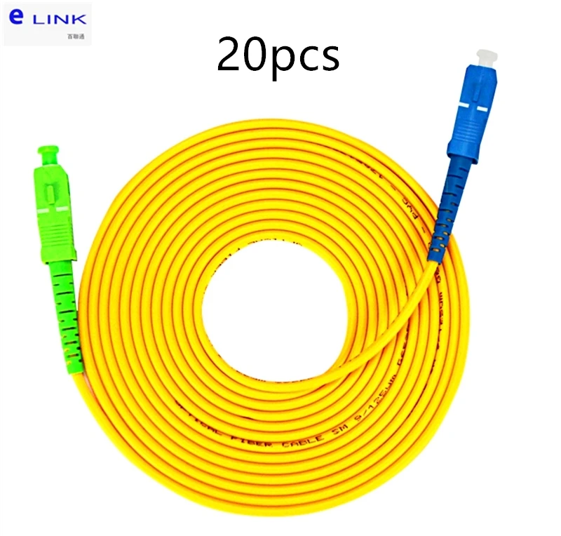 SC/APC-SC/UPC patch cord simplex singlemode 3.0mm PVC jacket fiber optical jumper low insertion G652D free shipping ELINK 20pcs