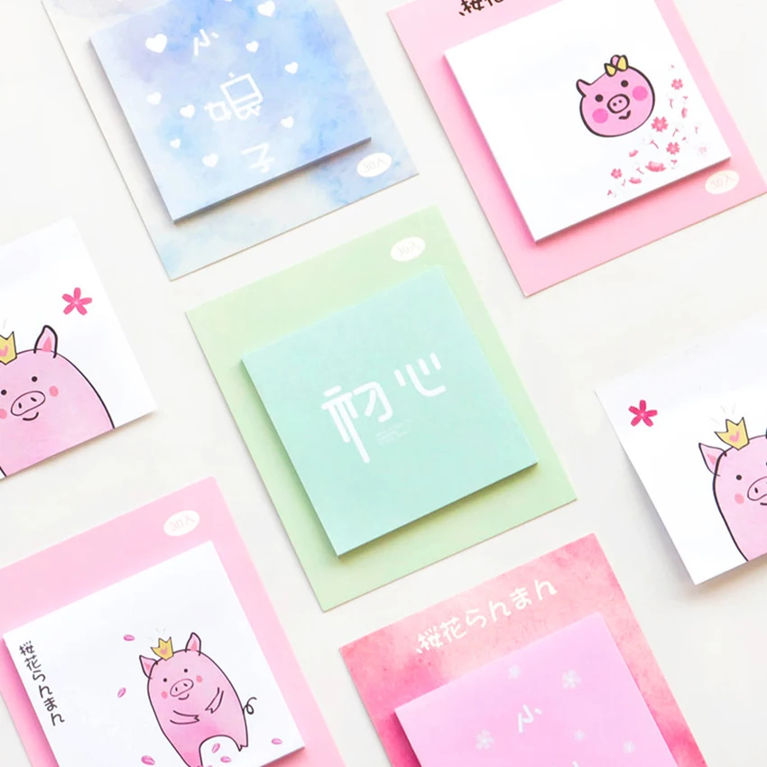 Cartoon Piggy Memo Pads Bookmark Paper Sticker Notes Writing Label Sticky Notes Memo Notepad Stationery School Office Supplies