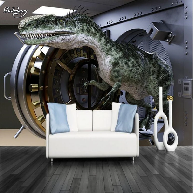 

beibehang Fashion 3D dinosaur backdrop large custom fresco non woven fabric environmental wallpaper papel de parede para quarto