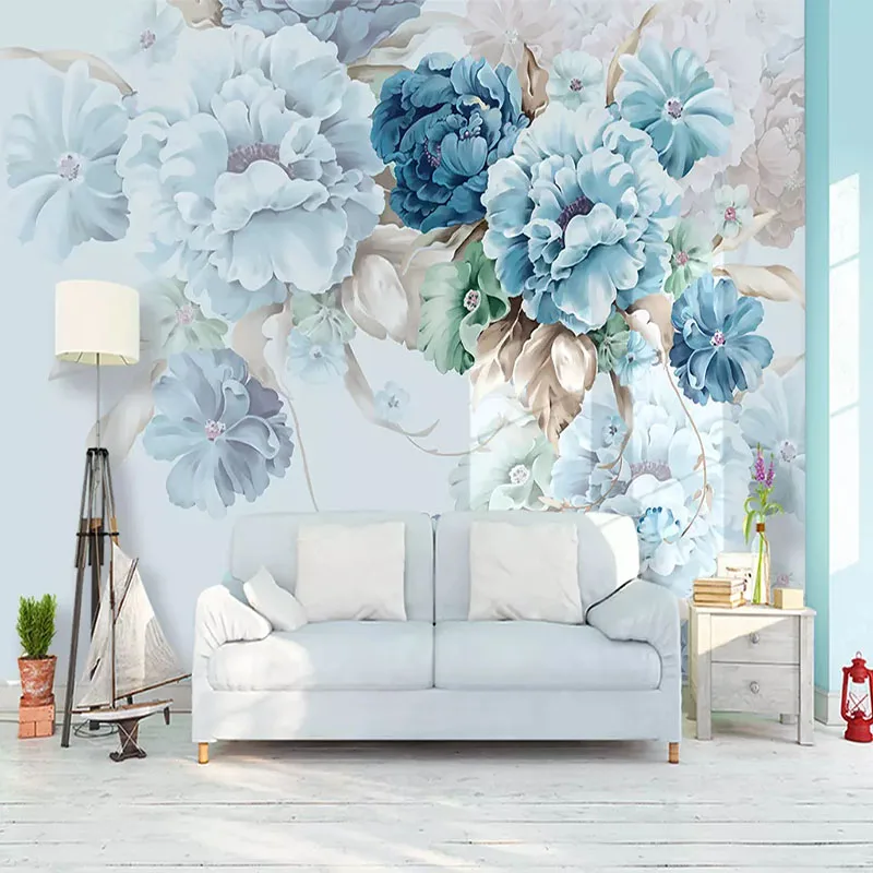 

Nordic Fresh Peony Flower Retro Photo Mural 3D Wallpapers For Living Room TV Sofa Background Wall Cloth Decor Papel De Parede 3D