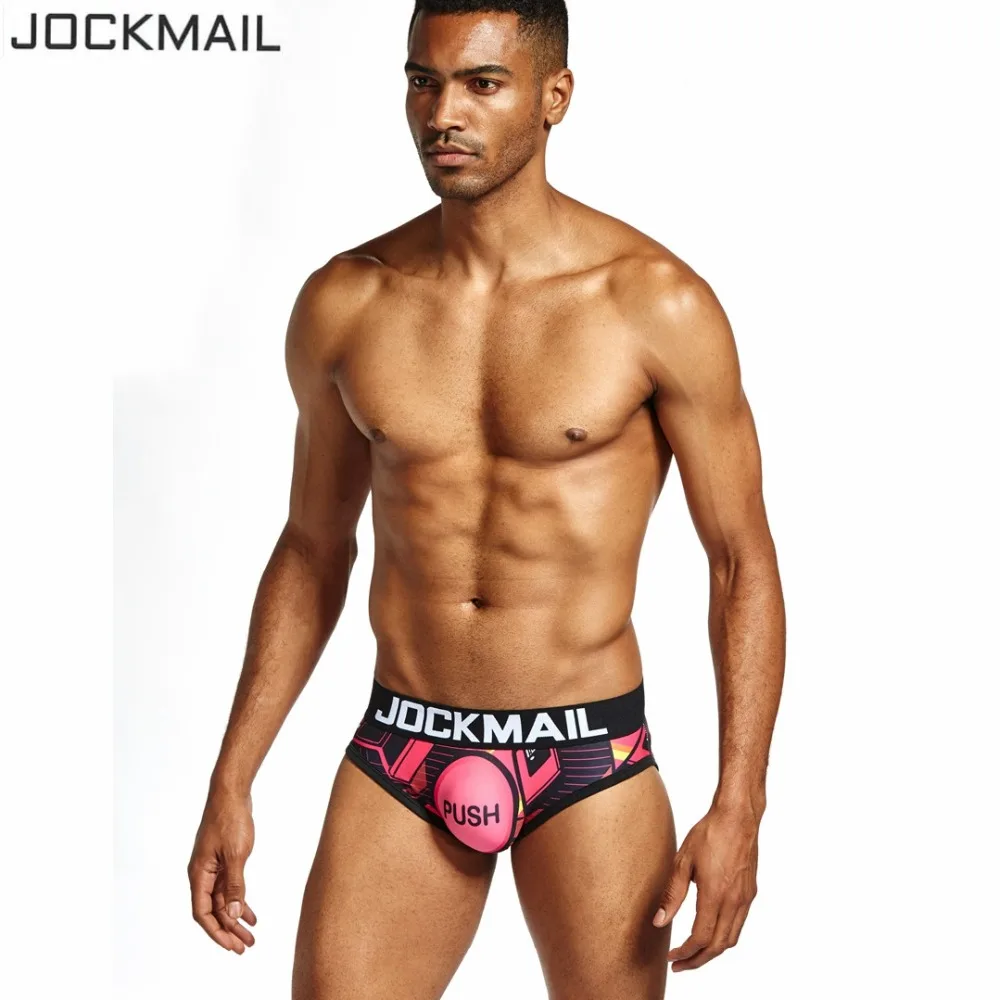 JOCKMAIL Playful fun Sexy Men Underwear Print Underpants Ice silk Briefs Cueca Gay Male Panties Slip 21 Pattern design Shorts