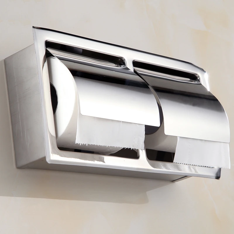 الفولاذ المقاوم للصدأ حامل ورق المرحاض الكروم الحائط أخفى الحمام لفة صندوق الورق مقاوم للماء أنواع متعددة WF-18030