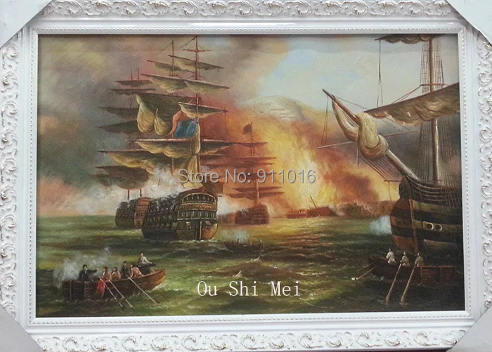 

Handmade Oil Painting Warship Pictures On Wall Picture For Living Room Decor High Quality Seascape Home Decor No Frame Painting