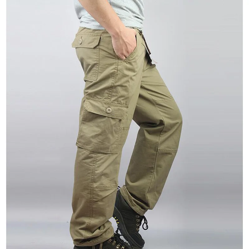 Men Loose Pants Cotton Length Cargo overall casual  Man trousers Plus Size M L XL 2XL 3XL 4XL 5XL 6XL