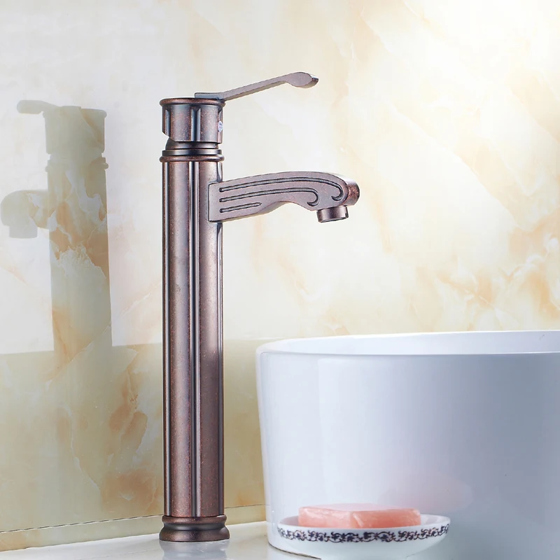 

Oil Rubbed Bronze wash basin faucet red, Bathroom ORB basin faucet hot and cold,Copper antique sink basin faucet mixer water tap