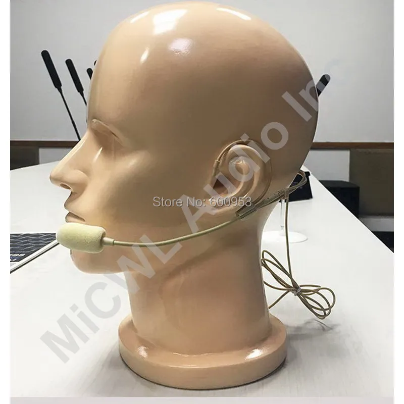 Microfono auricolare con doppia testa auricolare di alta qualità per Shure Audio Technica Sennheiser MiPro Wireless - Spina di sicurezza aeronautica