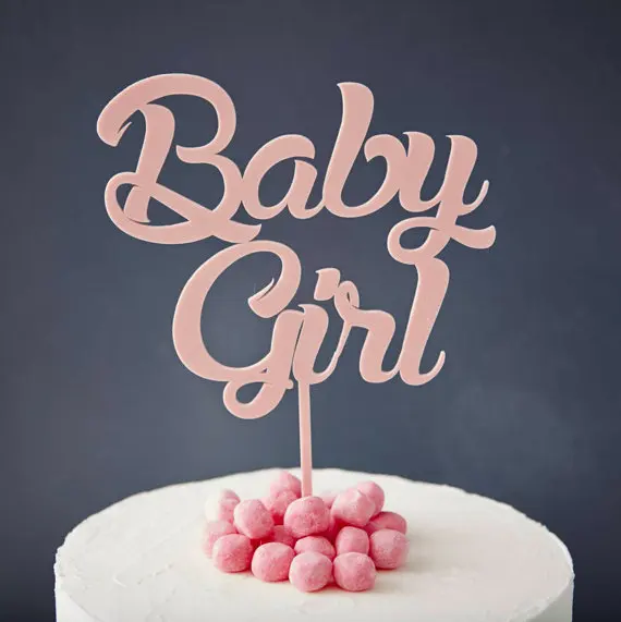 Acrylic Rose Gold " Baby  Girl "  Cake Topper Girl Baby Birthday Cake Toppers for Cake Decorating Baby Shower