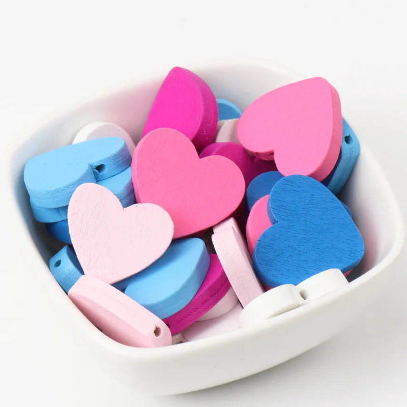 40pcs Mixed Heart Pattern Wooden Spacer Beads For Jewelry making DIY 23x21mm MT1485