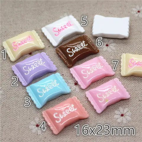 10PCS 16x23mm Resin Flatback Cabochon sweet candy Food  Art Supply Decoration Charm Craft