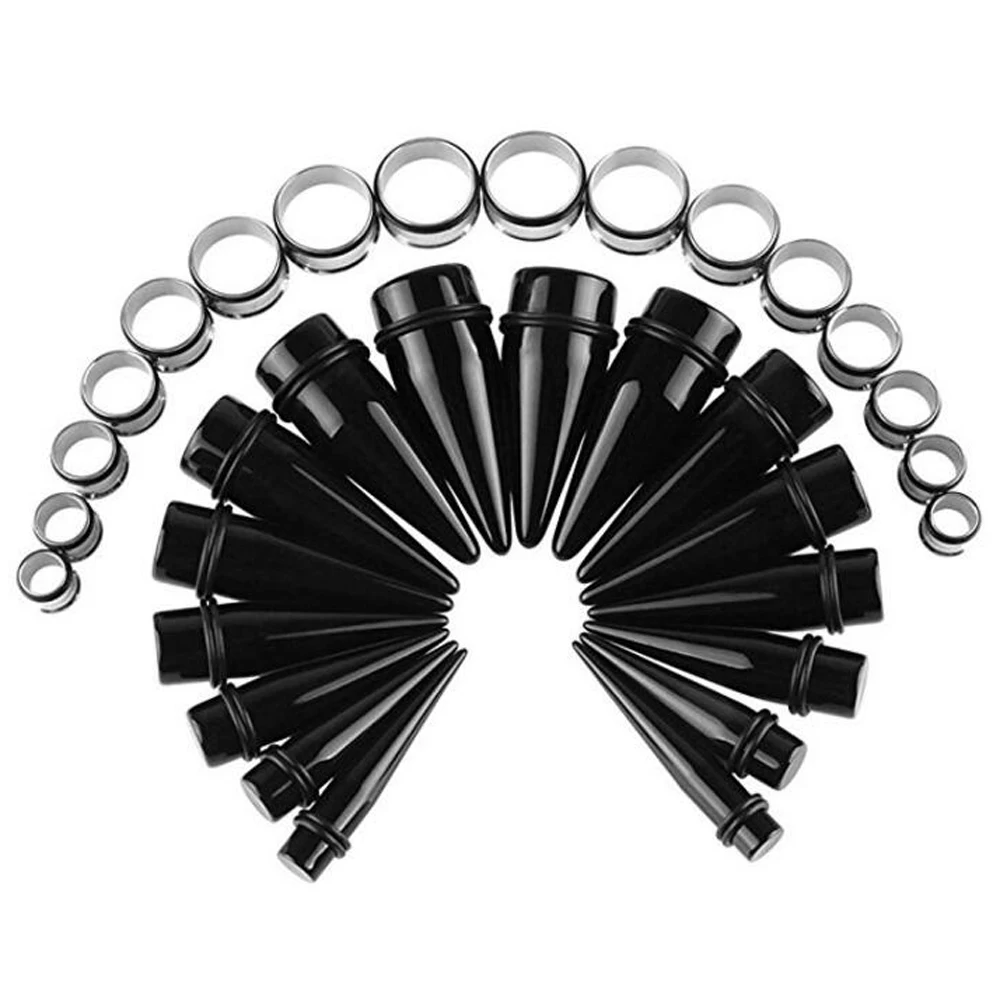 32pieces Giant Man Large Size Ear Stretching Kit Acrylic Taper Surgical Steel Flesh Tunnel Plugs 00G-25mm Stretcher Piercing Set