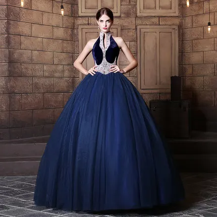 Robe longue à perles bleu marine, robe de princesse, style médiéval, Renaissance, cosplay victorien/Marie Antoinette, robe de bal, 100%