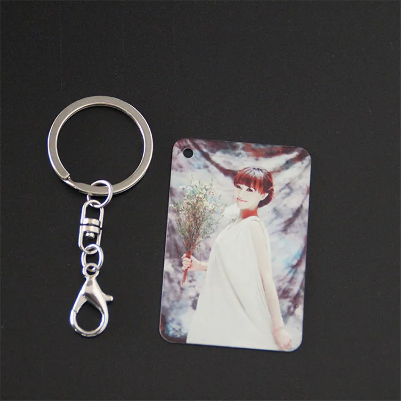 sublimation aluminum blank round heart key chain hot transfer printing key ring consumables two sides  can printed 30pieces/lot