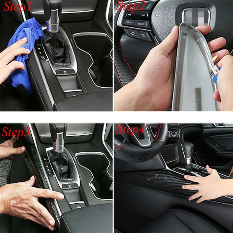 

For Honda Accord 10th 2018 2019 2020 2pcs ABS Carbon Fiber Style Car Console Gear Shift Panel Cover Trim Decorative Car Styling