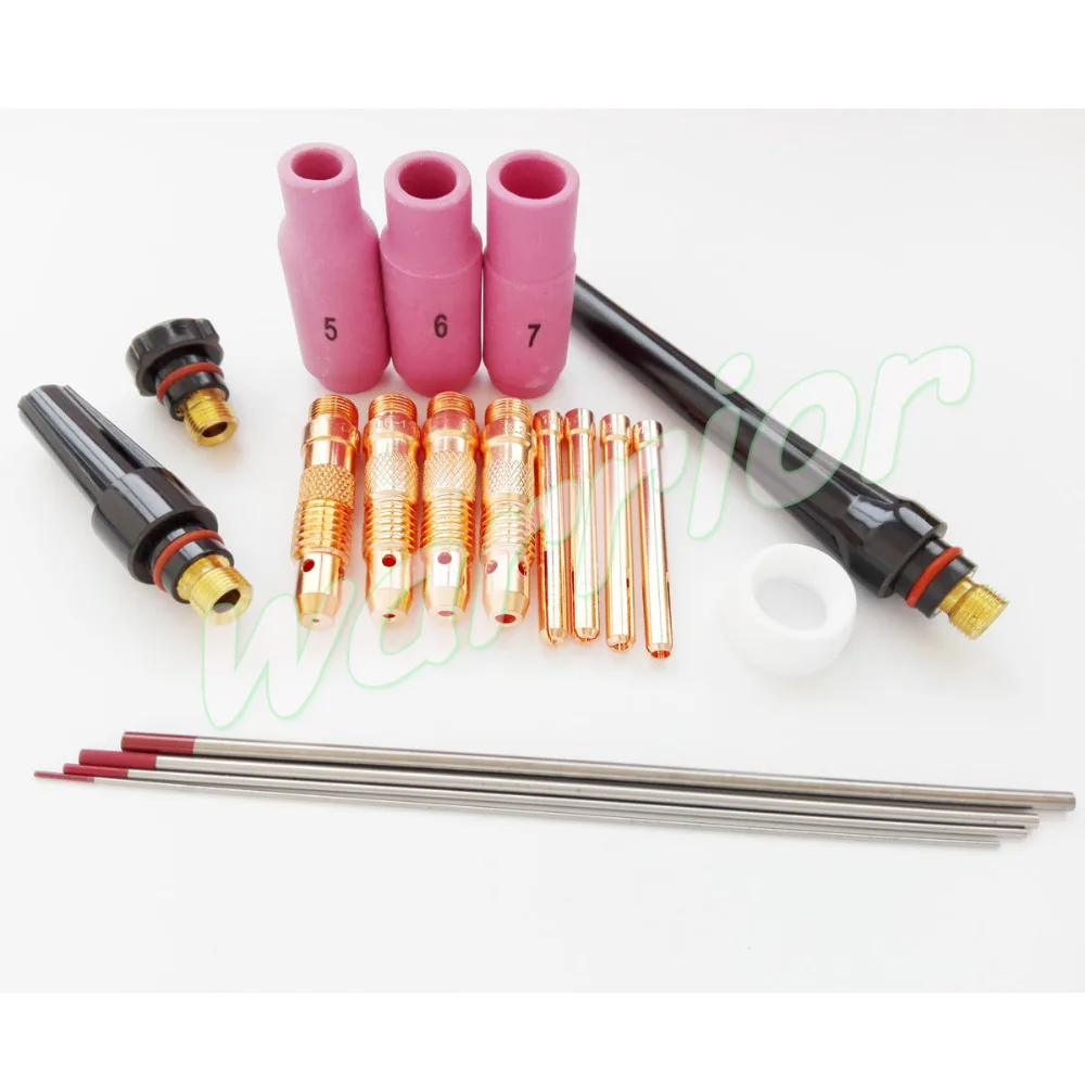 

19pk TIG Welding WP 17 18 26 Torch Consumables kit 10N Nozzles WT20 Tungsten Electrodes