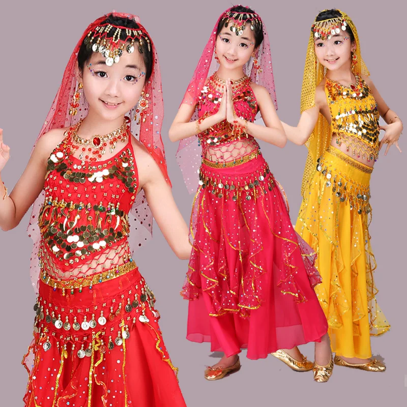 

Детская танцевальная одежда, детский профессиональный костюм для танца живота для девочек, египетские костюмы BELLY DANCE для девочек, индийский танец Болливуда