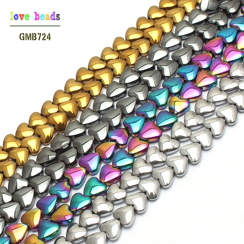 Natural Hematite Stone Beads 6*5mm Heart Loose Spacer Beads For Jewelry Making 78pcs/lot Beads DIY Bracelet Necklace