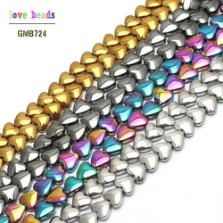 Natural Hematite Stone Beads 6*5mm Heart Loose Spacer Beads For Jewelry Making 78pcs/lot Beads DIY Bracelet Necklace