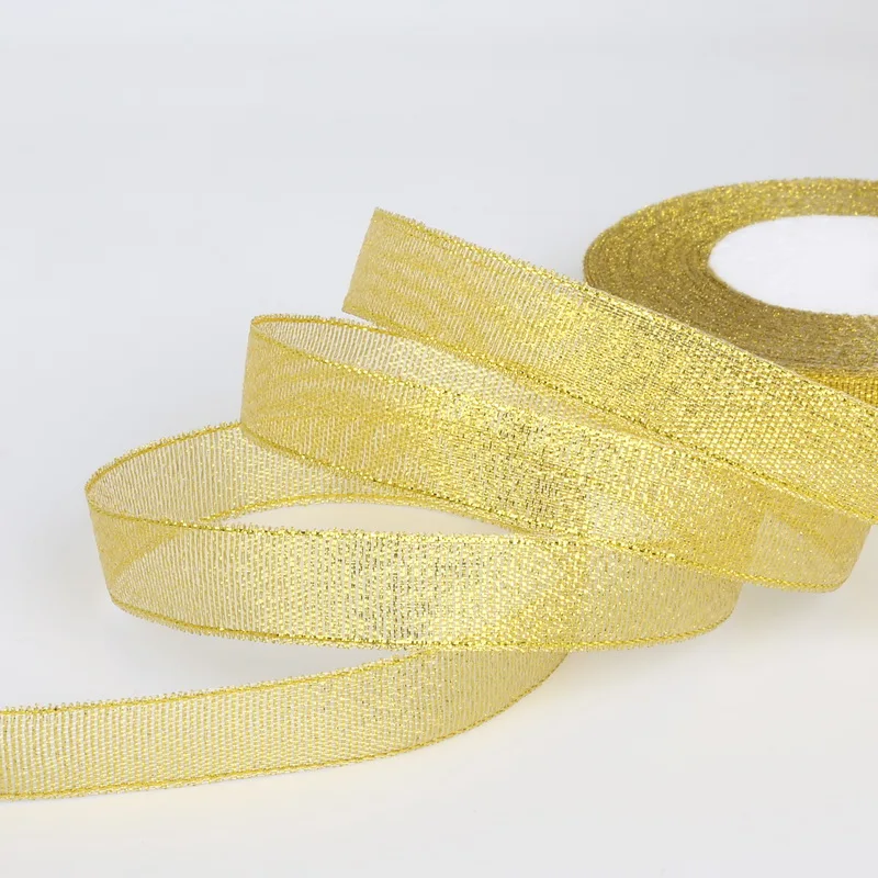 25 yard/lot Handmade Glitter Oro Nastro D\'argento Lustro Metallico per la Cerimonia Nuziale Di Natale Invito Carta Decorazione Regalo Warpping