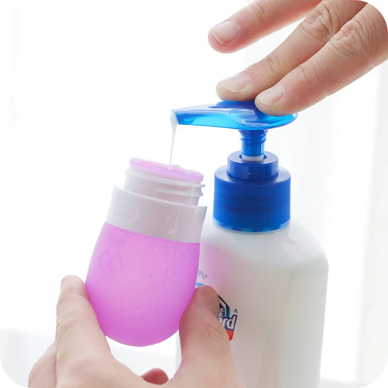 1Pc 38ml 60ml 80ml Empty Silicone Travel Packing Press Bottle For Lotion Shampoo Bath Small Sample Containers