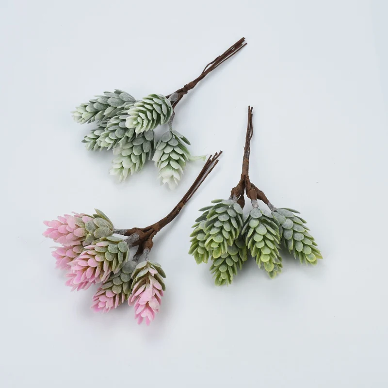 6PCS/Bundle Fake Plant Artificial Flowers Pineapple Grass for Handmade DIY Gift Christmas Garland NewYear Decoration Accessories