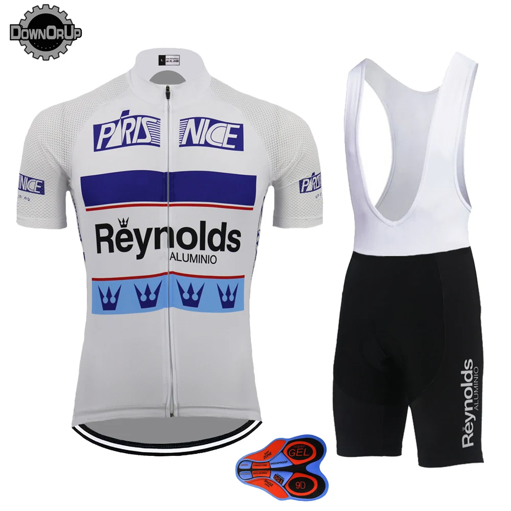 

Cycling jersey set white ropa Ciclismo team bike wear jersey set bib shorts breathable 9D gel Pad cycling clothing