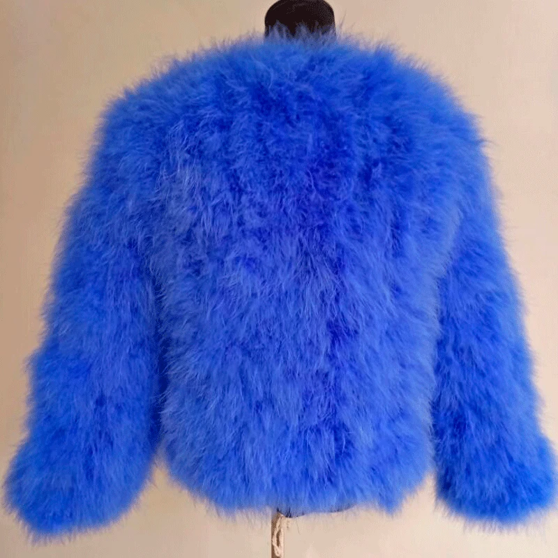 Women  Real Fur Coat Genuine Ostrich Feather Fur Winter Jacket Retail / Wholesale Top Quality