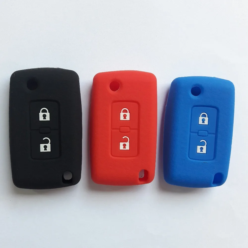 Flip Open Folding Silicone Fob Protect Case For Mitsubishi Car Lancer Pajero Sport Outlander Keyless Remote 2 Button