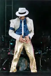 MJ Custom Made Costume Child Adult Michael Jackson Cosplay Stripes Smooth Criminal Suit Jacket +Pants+Shirt+Hat+Tie