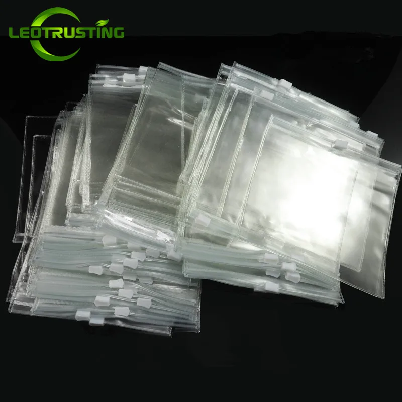 50pcs High Clear Plastic PVC Jewelry Zip Lock Bag  Thick Waterproof Dustproof Battery Earring Beads PVC Trinkets Jewelry Pouches