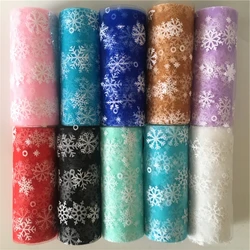 Wedding Snowflake Tulle Roll 10Y 15Cm Tulle Knit Sewing Mesh Fabric Diy Tutu Skirt Organza Birthday Party Christmas Decoration