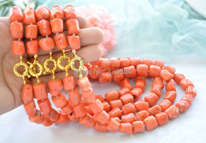 

wholesale 18" 16mm original baroque cylinder pink coral necklace 5pcs