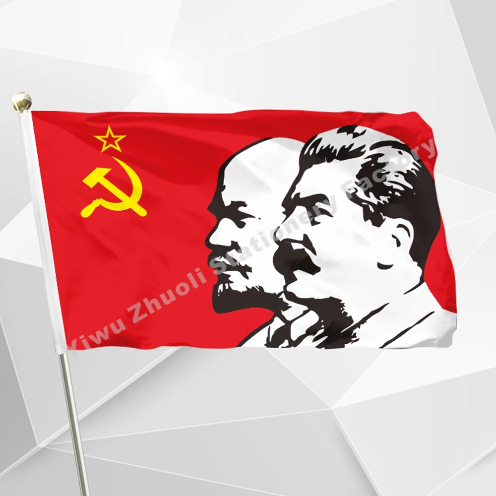 USSR Lenin and Stalin 3` x 5` FT Flag 90 x 150 cm Russia Russian Soviet Union CCCP Flags And Banners For / Victory Day /