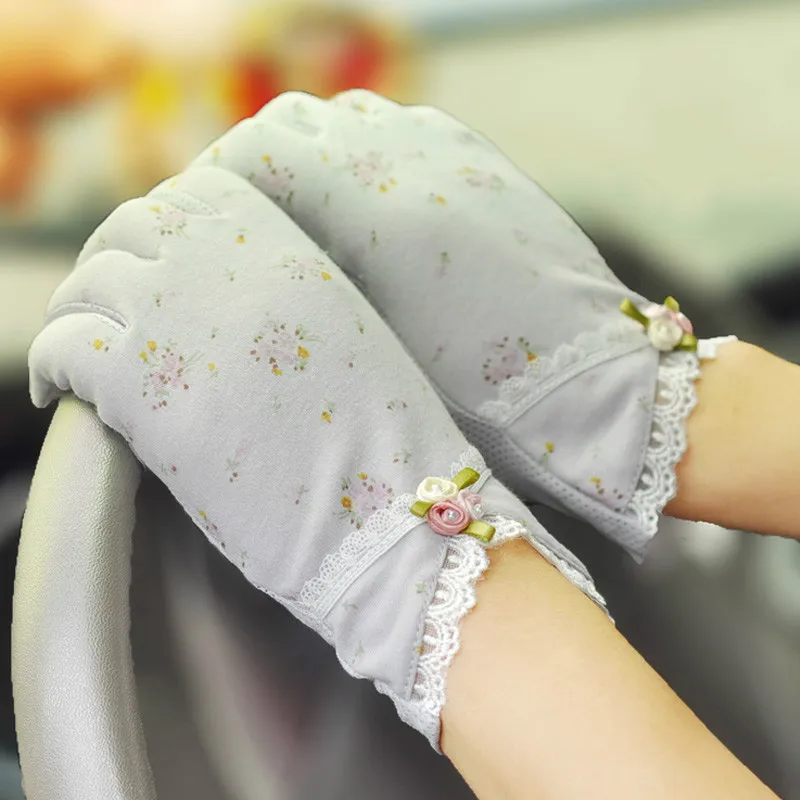 

Summer Women Sunscreen Gloves Cotton Short Lace Outdoor Anti-ultraviolet Non-slip Luvas Guantes Female Fashion Hand Muff H3115