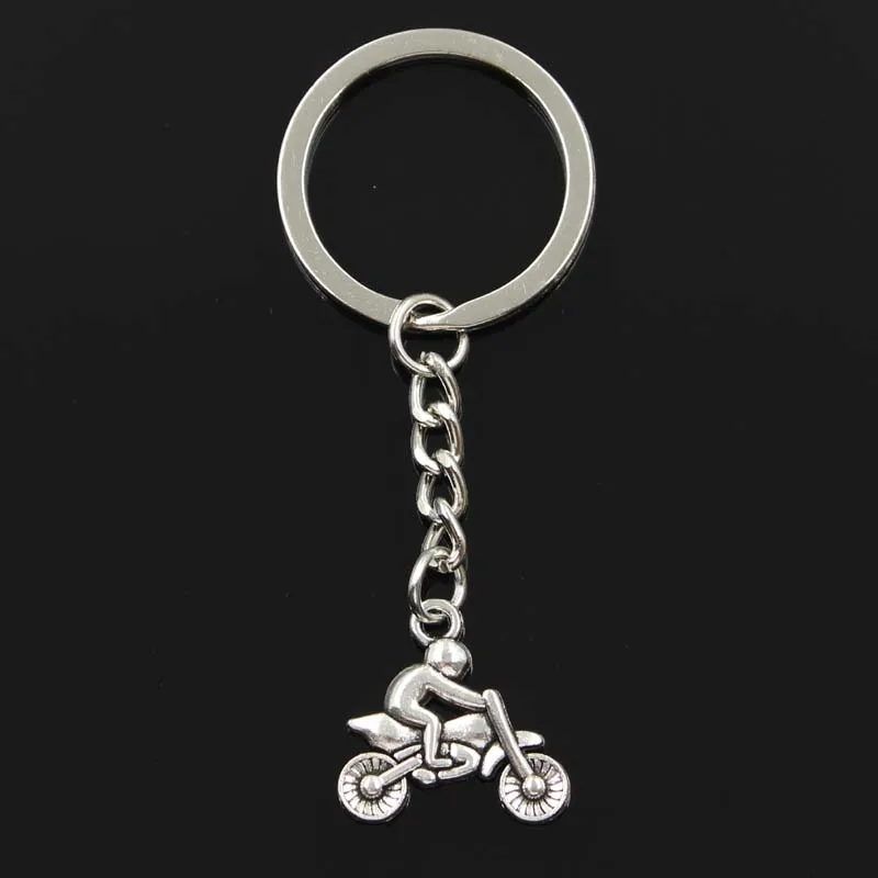 Fashion Motorcycle Motorcross Moto 21x21mm Pendant 30mm Key Chain Bronze Silver Color Men Car Gift Keychain Dropshipping