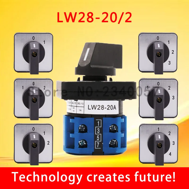 Universal Switch Electric 2/3/4 Position 8 Terminals Rotary Cam Changeover Switch 550V 20A LW28-20A 2/3/4 position 2 knots