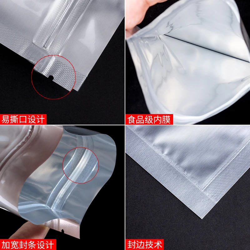 100pcs 13 sizes 6*8cm Small Sliver Self sealing Aluminum Foil Zipper bag Ziplock bags Zip lock packaging Packing food seed