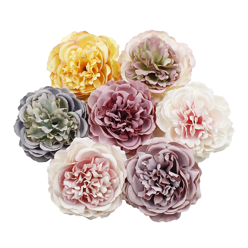 2PCs Peony Artificial Flowers 8cm Large Fake Flowers Head For Wedding Home Decoration Real Touch DIY Garland Wreath Accessories