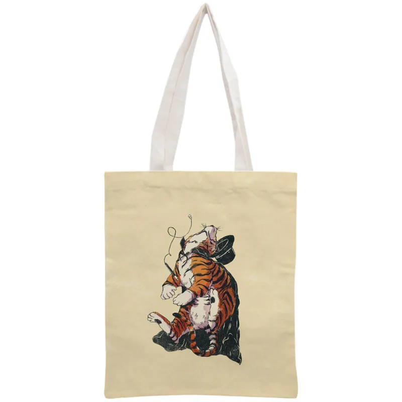 Custom Tiger Tote Bag Reusable Handbag Shoulder Cloth Pouch Foldable Cotton Canvas Shopping Bags Customize your image