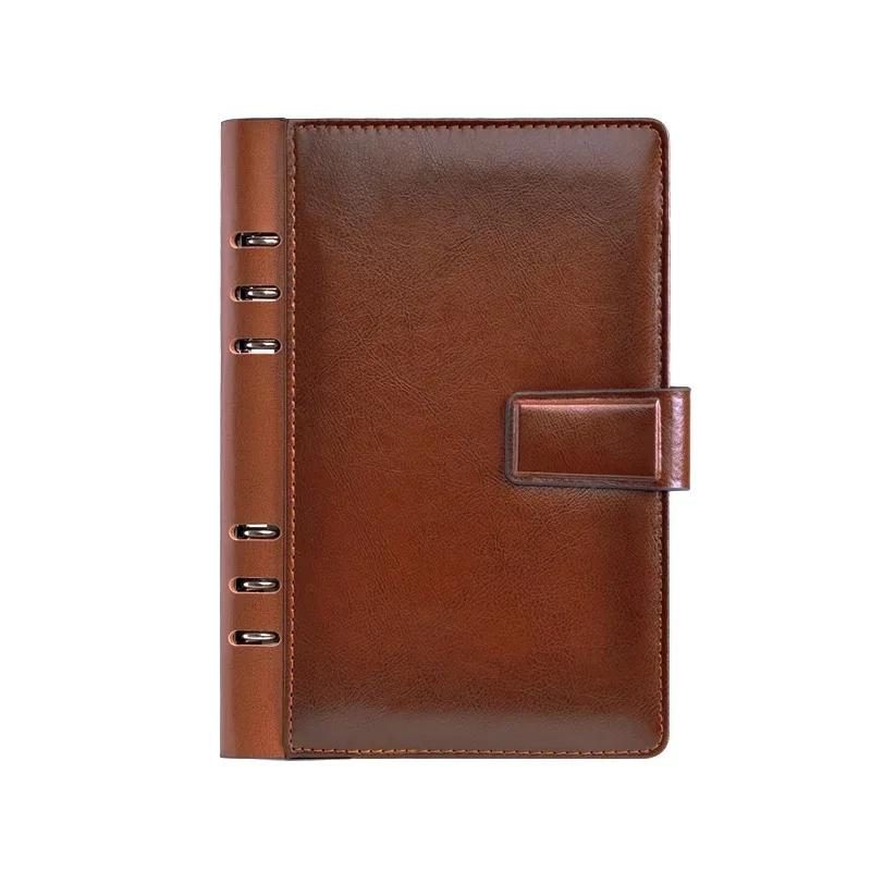 A5 A6 Black Brown Business loose-leaf PU Leather Notebook Planner Multi-function Notebook Binder Book Stationery Supplies