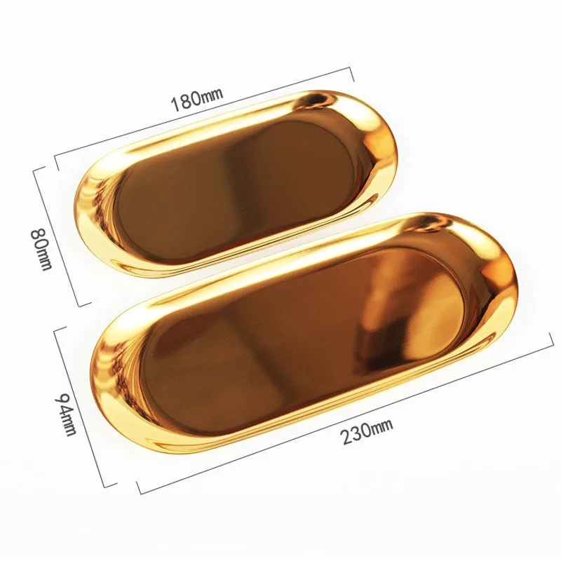 30Pcs/Lot Metal Stainless Steel Oval Plate Dessert Pastry Fruit Snack Coffee Cup Dish Plate Gold Color Silver Color LZ0920