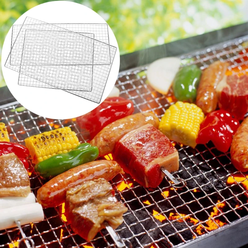 Stainless Steel BBQ Barbecue Grill Grilling Mesh Wire Net Outdoor Cooking 3 Size Mar28