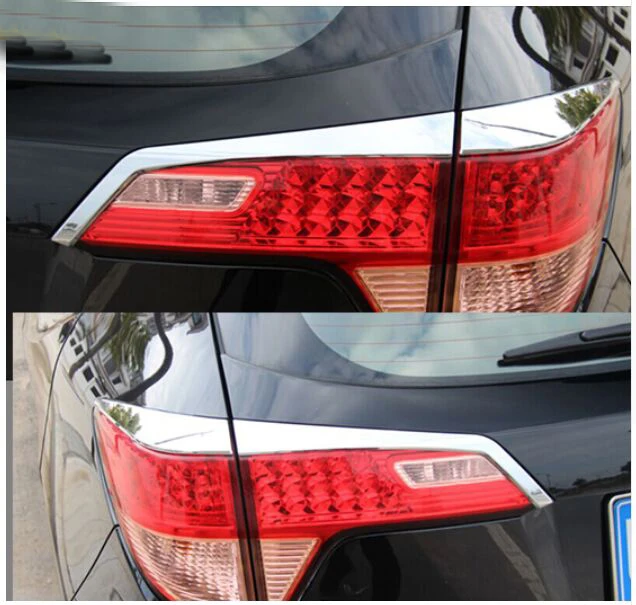 ACCESSORIES FIT FOR Honda HR-V / VEZEL 2014-2015 2016 4pcs CHROME TAILLIGHT LAMP LID COVER TRIM STRIP MOLDING REAR LIGHT