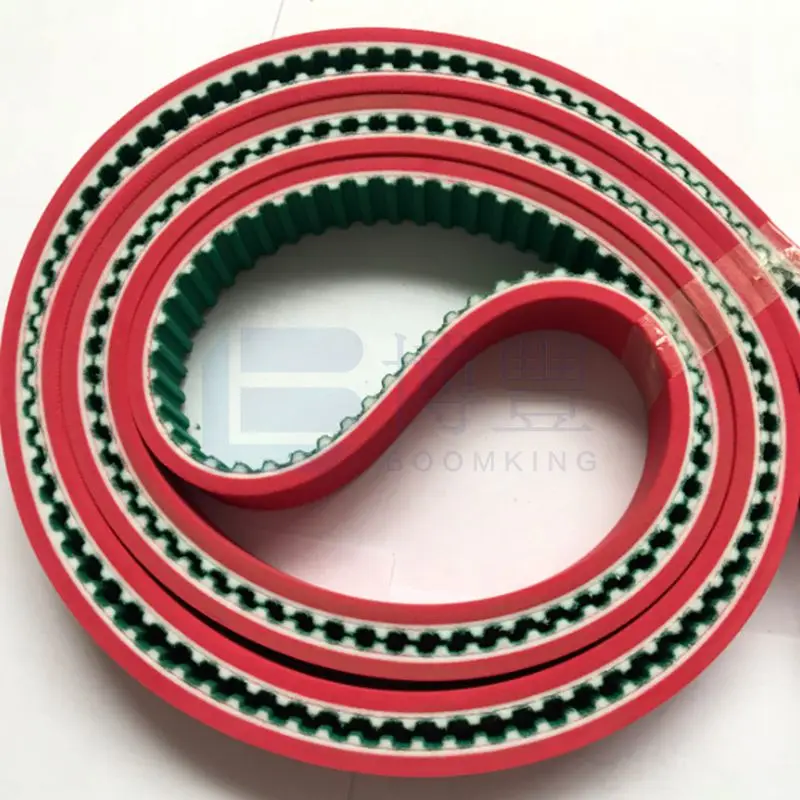 4 PCS Timing belt 25L-1971.675mm (207 teeth)+ 6mm PUR Red rubber with NFT (Green clogth)Polyurethane synchronous belt