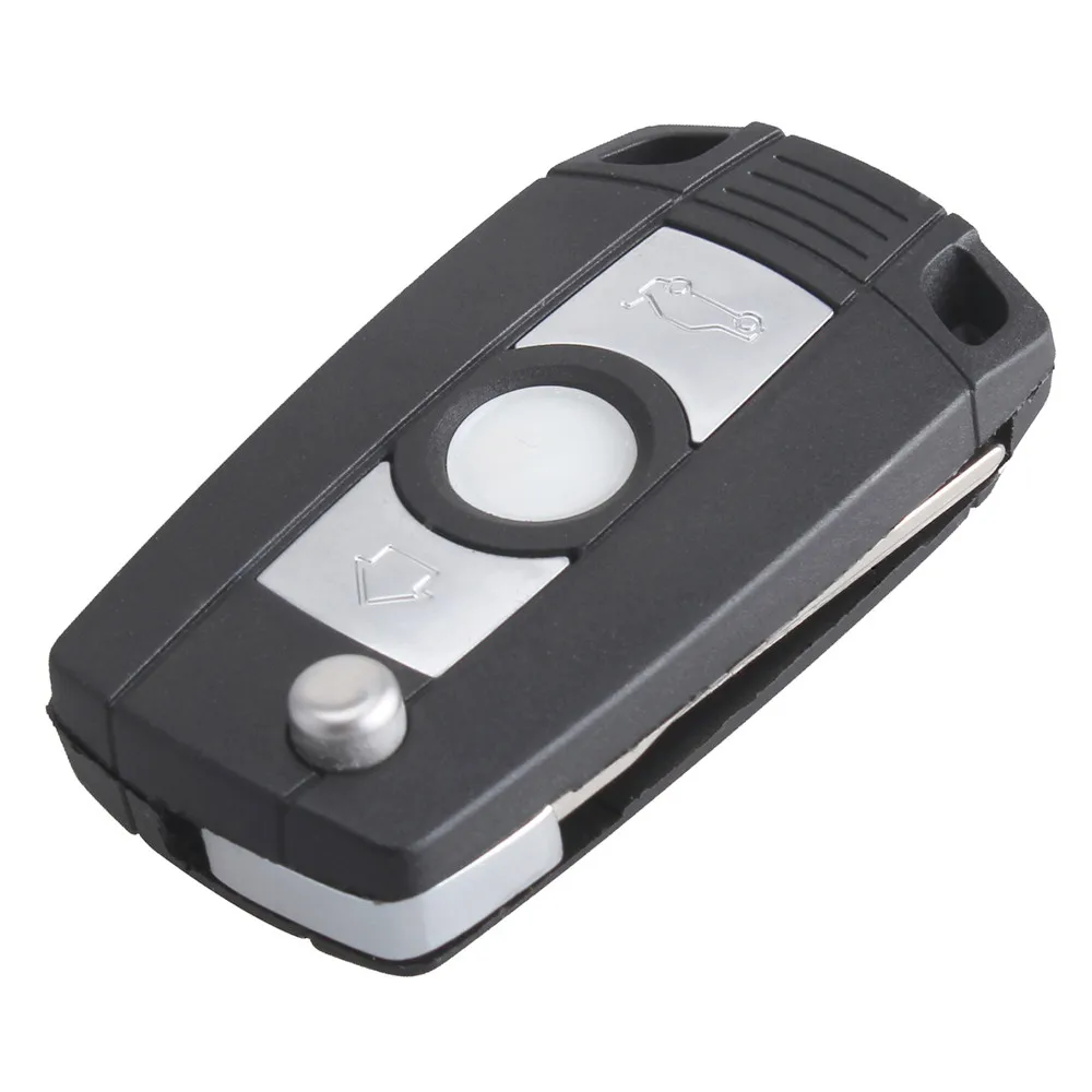 3 Buttons Car Refit Key Remote Fob Shell Case No Chip with Uncut Auto Flip Key Suitable for BMW