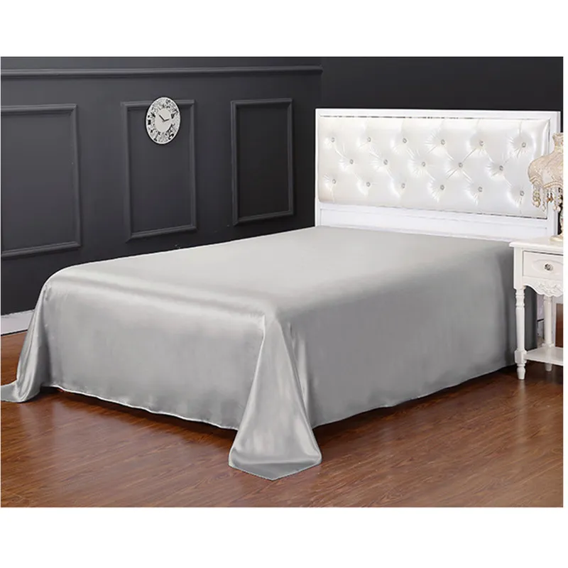 New 100% Pure Mulberry Silk Bedding Set 3PCS 19MM Seamless Silk Flat Sheet &Envelope Pillowcase Stain Silk Sheet Pillowcase Sets