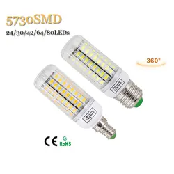 E27 E14 lampa LED 5730 SMD żarówka Corn żarówki 220V 24 30 42 64 80 diody LED 7W 12W 15W 20W 25W Lampada ampułek żyrandol