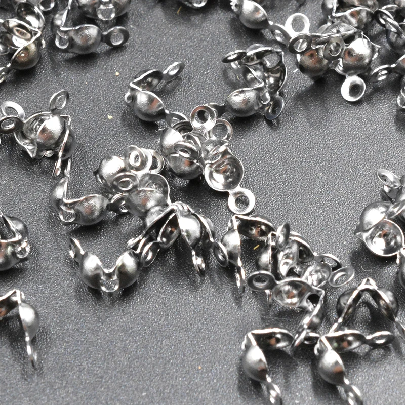 FLTMRH     300PCS 7.5*4MM Box Iron Based Alloy Calottes End Crimps Beads Ball Chain Connector Clasp Mixed